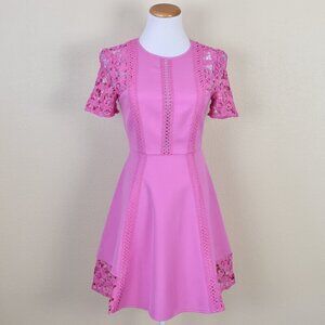 ASOS Crochet Lace Fit and Flare Pink Dress - 4